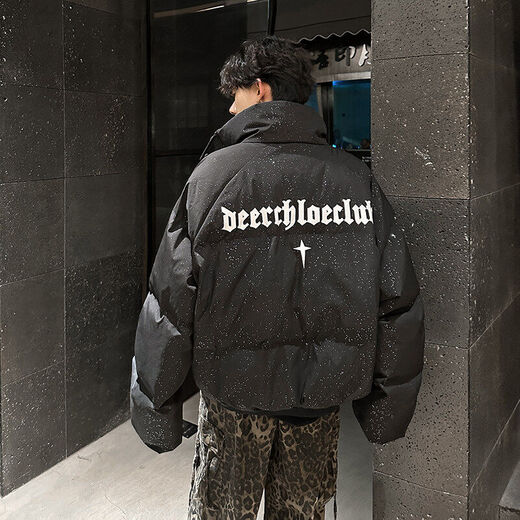 Main idea (ZHUYIFAN) Black Workwear Down Jacket Men's Winter Thickened Starry Gypsophila American Jacket Cotton Coat Couple Bread Jacket Black M Recommended 85-115Jin Jin is equal to 0.5 kg