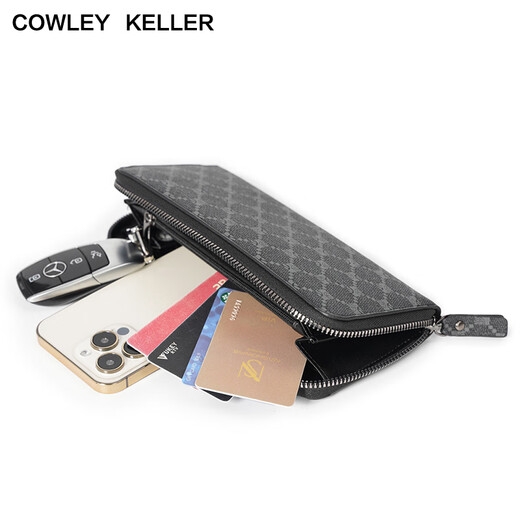 Cowley Keller Wallet Herren Langer Reißverschluss Brieftasche Münzbrieftasche große Kapazität Multi-Card-Kupplungsbeutel Mobiltelefonkartentasche CK Gray (verbesserte Version) 20*2*10 cm