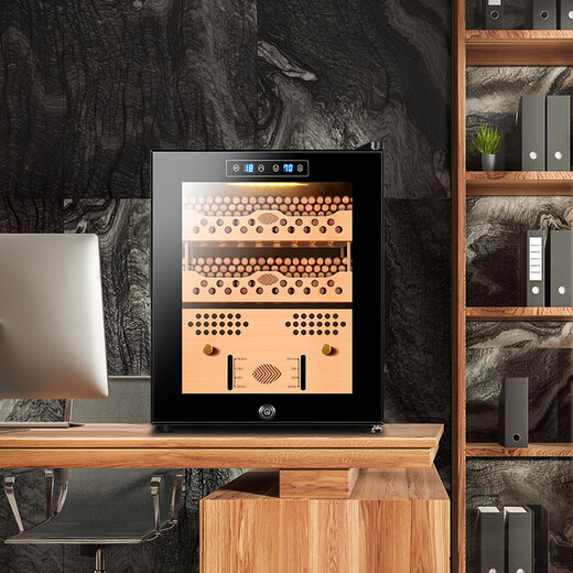 Shuangyou FK-168C1 smart cigar cabinet constant temperature and humidity humidification cabinet household refrigeration professional compressor cedar wood two-story bare maintenance