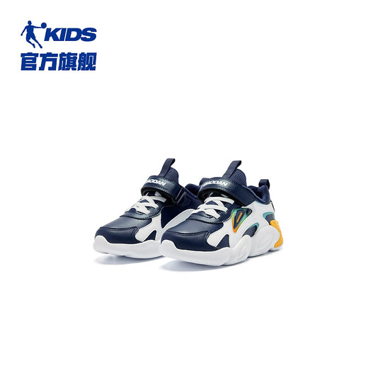 Jordan Boys' Velvet Cotton Shoes Children's Winter Running Shoes Children's Leather Velcro Children's Shoes Silent Blue/Jordan White 33
