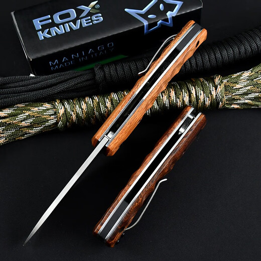 狐狸FOX308户外战术折叠刀N690高硬度野外便携折刀野营锋利小刀具 狐狸FOX308-折叠钢刀 19.7cm-小于60°