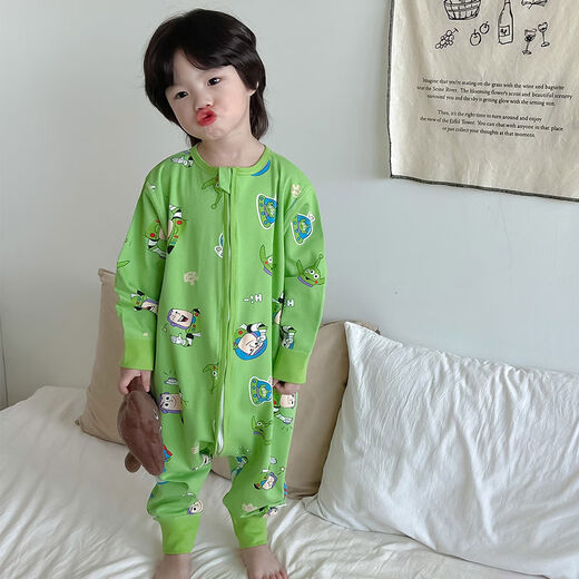 Autumn and winter children's sleeping bag double-layer pure cotton thickened baby split-legged constant temperature spring and autumn all-season pajamas anti-kicking quilt color B Siguangnian double-layer pure cotton autumn and winter 1925 110cm