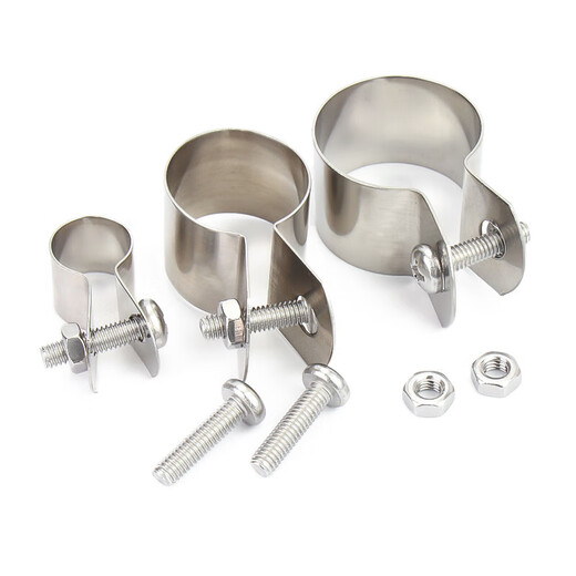 Jinchao 304 stainless steel pipe clamp round pipe fixed buckle clamp steel pipe riding clamp hoop connecting line grounding card 20mm (5 sets)