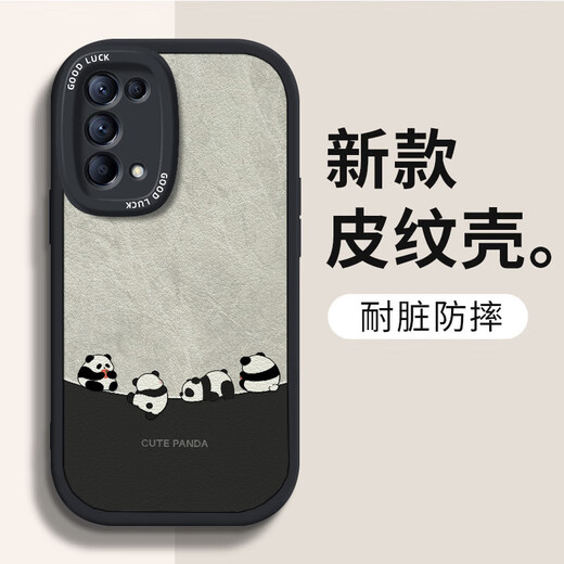 Daimu geeignet für opporeno5/pro/+ Handyhülle Reno5k All-Inclusive Anti-Fall neues Cartoon-Silikon-Ledermuster Softshell-Panda für Männer und Frauen Antikweiß umgekehrter Panda weiß Reno5/5k