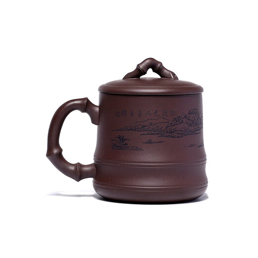 Centenary Liyong Yixing purple sand cover cup pure handmade original mineral purple mud bamboo fun cup Kung Fu tea set office household tea cup