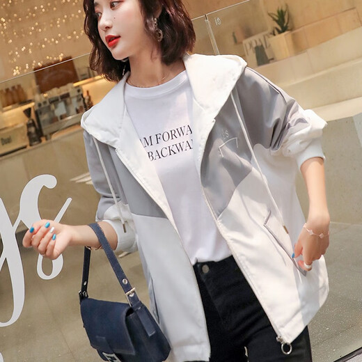 Qinmo HARAJUKU Veste à capuche décontractée lâche pour femmes au printemps, automne et hiver à la mode Internet célébrité Veste de travail étudiant manteau Fried Street Hong Kong Flavour 9902 Gray M Recommandé 95-110jin [Jin est égal à 0,5 kg]