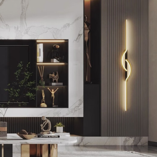 GUYES strip wall lamp minimalist creative strip lamp living room sofa lamp simple modern bedroom Guangdong Zhongshan lamp wall lamp black 60CM-three-color dimming