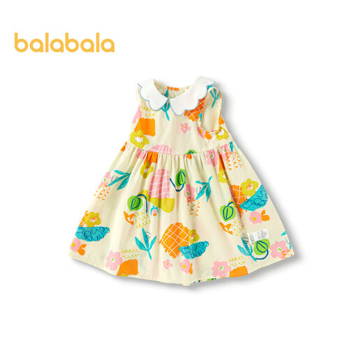 Vestido de niñas Balabala Ropa para niños para niños 2024 Falda sin mangas para niños de verano Pequeño impresión fresca 208224111012