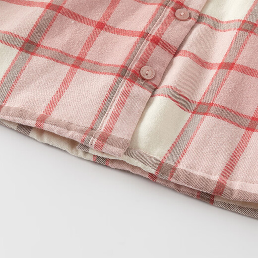 DAVE&BELLA children's clothing sweet baby girl plaid shirt children's shirt plus velvet children's shirt girls long-sleeved top autumn and winter new style pink plaid in stock 110 cm (recommended height 100-110cm)