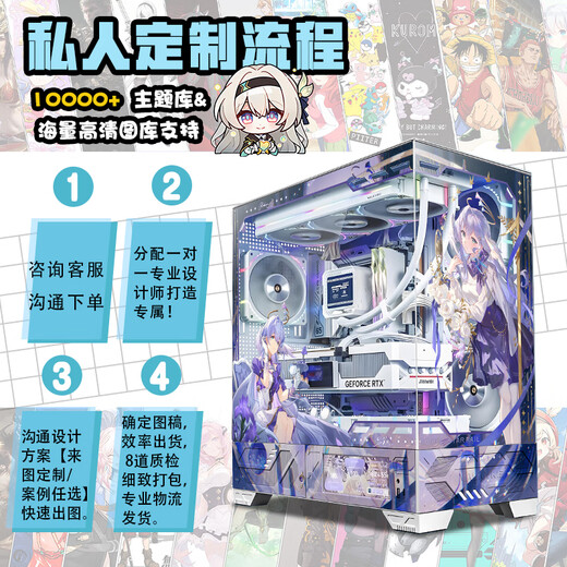 瓦尔基里VALKYRIE VK03屏幕版白色黑色侧透海景房360水冷背插ATX主板中塔机箱外观二次元定制机箱ARGB灯板 3号位小灯板定制