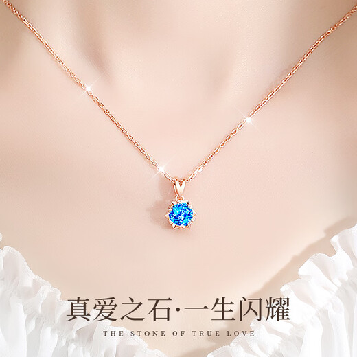 ZXZOV One Carat Topaz Pure Silver Necklace Women's Niche Snowflake Pendant as a Chinese Valentine's Day Gift for Girlfriend One Carat Topaz + Platinum + Gift Box