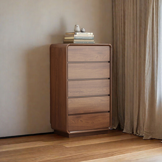 Gabinete lateral de madera sólida Yiyao gabinete de pared integrado nuevo estilo chino moderno simple de apartamento pequeño salón de almacenamiento gabinete de almacenamiento gabinete de almacenamiento ridiculizaciones redondeadas de madera de goma | tablero de pellets de madera sólida | Cofre de gabinetes ensamblados solo