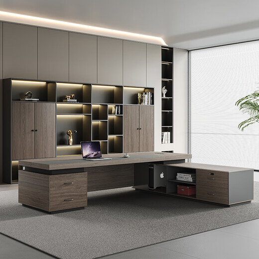 Xinhebang boss desk simple modern president desk and chair combination executive desk manager supervisor office furniture double-sided cabinet 1.8 meters single-sided cabinet