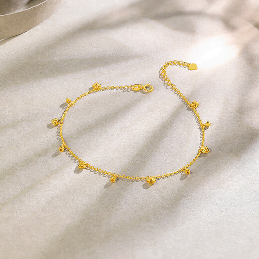 Saturday blessing yellow 18K gold anklet women's flower anklet KH084781 yellow 18K gold 21+3cm birthday gift
