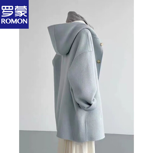 Romont large size 300Jin Jin is equal to 0.5kg Hepburn style woolen coat for men and women winter high-end foreign style mid-length hooded woolen coat 2 picture color L