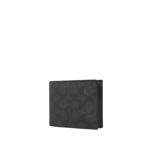
CoaCH (COACH) Men's Practical Light Luxury Short Wallet Casual and Versatile Folding Wallet Card Pack 618 Gift for Boys Black and Gray CW380CQBK