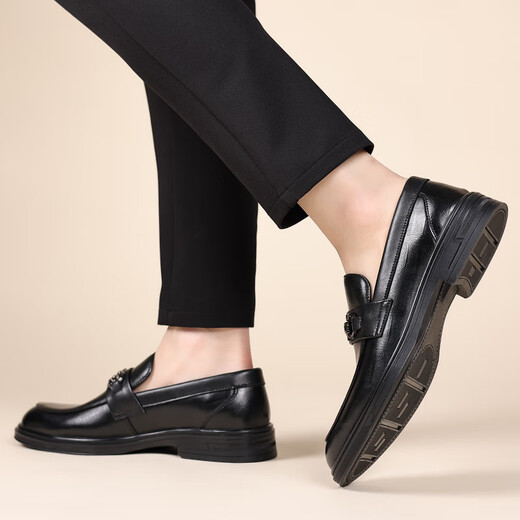 Cartelo Men's Mood Business Chaussures en cuir décontractées Plaid à bout de souffle, Chaussures en cuir formelles Men 9902 Black 39