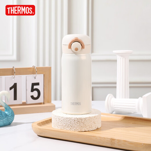 
THERMOS stainless steel thermos large capacity men and women water cup lightweight portable birthday gift custom lettering JNR cream white domestic 350ml