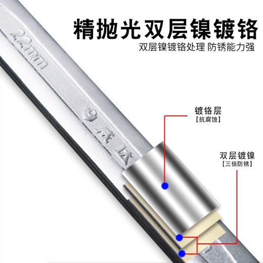 
He Jiangong Weida Chrome-plated dual-purpose wrench open-end plum blossom wrench set auto repair machine repair dull head wrench hardware tool set chrome-plated dual-purpose wrench 6mm (W14106)