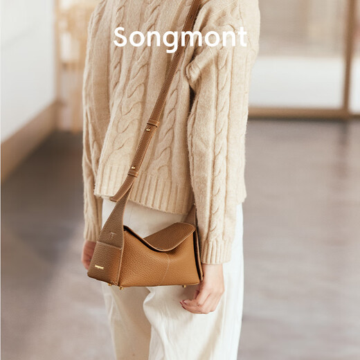 Songmont hanging ear series eaves bag mini designer top layer cowhide commuter crossbody hobo bag windbreaker gray 30 days pre-sale