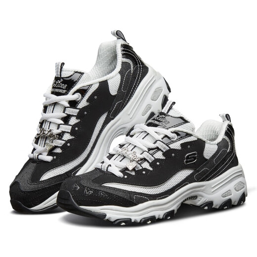 Skechers Frauenschuhe für den Sommer im Freien Anti-Rutsch-Kee-Resistenten Diamond Black-and White Casual Sports Panda Dad Schuhe 12241 Black/12241/Bkwbkw 36