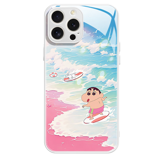 Michigan (MSMF) new Huawei mobile phone case Panda crayon Shin-shirt silicone soft edge tempered glass hard shell anti-fall full cover cute cartoon Shin-shirt family suitable for men and women protective cover [Glass Galaxy Silver] Shin-shirt 3-BL753Y Huawei Mate40/mate40e
