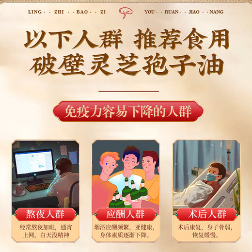 
Beijing Tongrentang Zhishentang Ganoderma lucidum spore oil capsules enhance immunity and break the wall Ganoderma lucidum spore powder New Year gift box nutrition Tongrentang Ganoderma lucidum spore oil 0.4g*30 capsules*1 box
