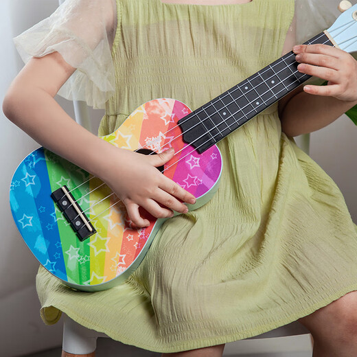 Maureen Ukulele Beginners Men, Girls, Students and Children's High-Precision Instrument Small Guitar 21-inch Customized Pattern 21-inch Rainbow Color Oil Painting Model Official Standard