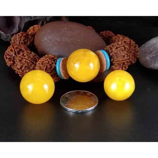 Shantou Lincun DL 1998520 Valentine's Day gift beeswax single beads natural chicken fat yellow amber round beads scattered diameter 8mm 4 pieces