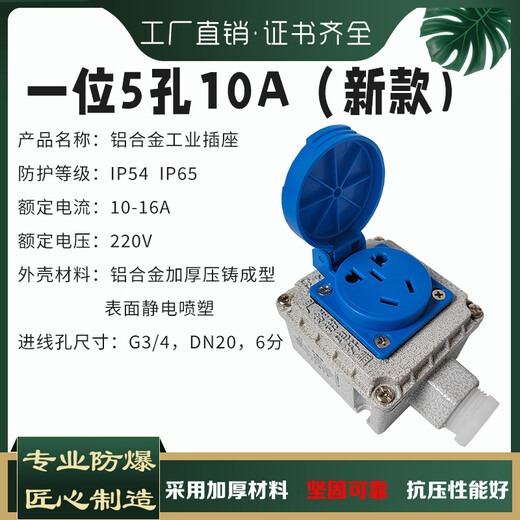 Explosion-proof switch, explosion-proof socket, explosion-proof button, explosion-proof five-hole socket 86 switch panel switch plug row, explosion-proof Ling, single 5-hole/10A (new style)