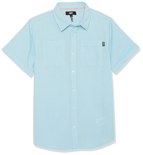 DKNY boys classic long-sleeved knitted button-down shirt Baby Blue Medium