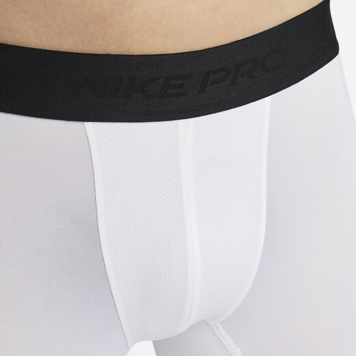 Nike Men's Breathable Tight Training Cropped Pants Winter Weightlifting Quick-Drying Knitted NIKE PRO FB7951 100 White/Black M