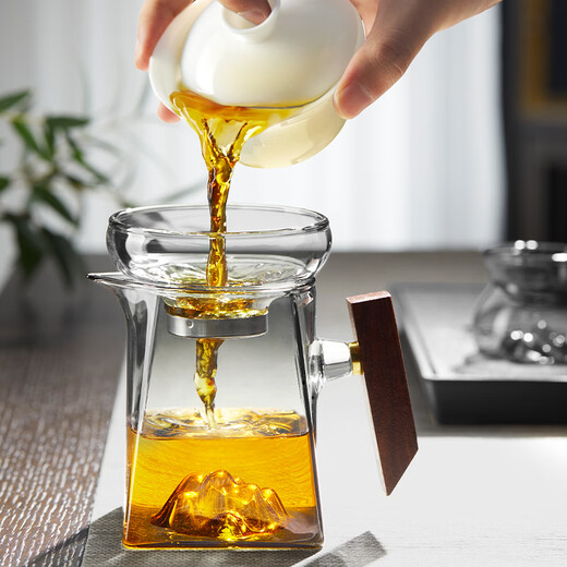 Eight Thousand Lines Justice Cup three-piece set glass tea leakage with filter tea divider tea set accessories special for high temperature resistant small green mandarin orange