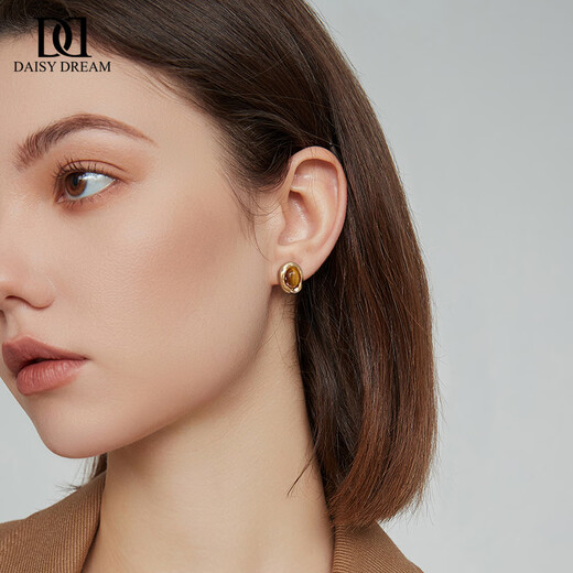 DAISY DREAM925 Silver Needle Tiger Eye Stone Earrings Retro Irregular Earrings Feminine Niche Earrings 2025 New Maillard Tiger Eye Stone Earrings 925 Silver Needle