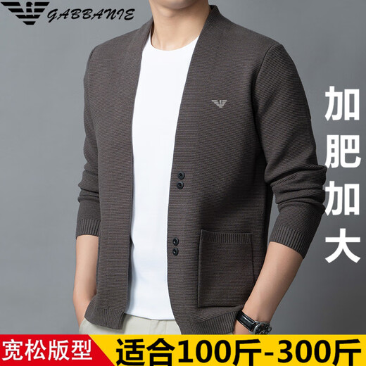 FALAMONE 2025 new plus size plus size fat men's daddy loose jacket men's cardigan sweater outer black 2XL 180