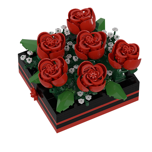Caja de flores Palabras secretas bloques de construcción Bouquet inmortal juguetes ensamblados adornos de rompecabezas tridimensionales para novia de cumpleaños regalo de San Valentín 4 enrollados de caja de flores 7371-7374