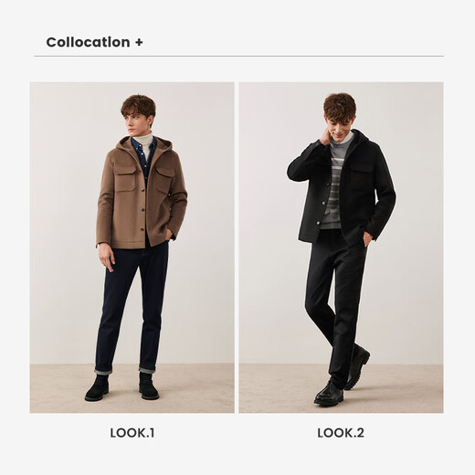 
Navigare Italian small sailboat pure wool coat men's autumn and winter versatile warm hooded jacket casual simple top caramel color M size