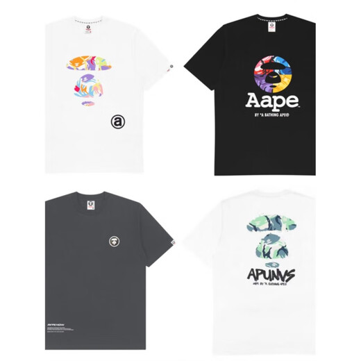 
Aape trendy brand AAPE short-sleeved T-shirt ape man and a round neck men and women loose spring and summer pure cotton camouflage printed base shirt black 691 XL140-160Jin [Jin equals 0.5 kg]