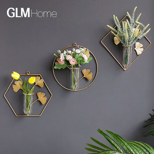 Wall decoration pendant wall hydroponic vase wall hanging creative restaurant wall wall decoration pendant home living room back main picture three-piece set B type shopkeeper