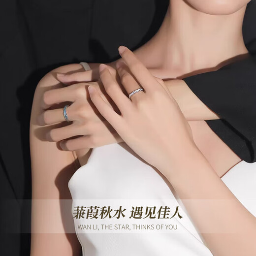 China Gold (CHINA GOLD) Jianjia Bailu Couple Ring A pair of male and female silver rings birthday gift for girlfriend and wife Wedding Anniversary Jianjia Bailu Couple Ring Rose Box