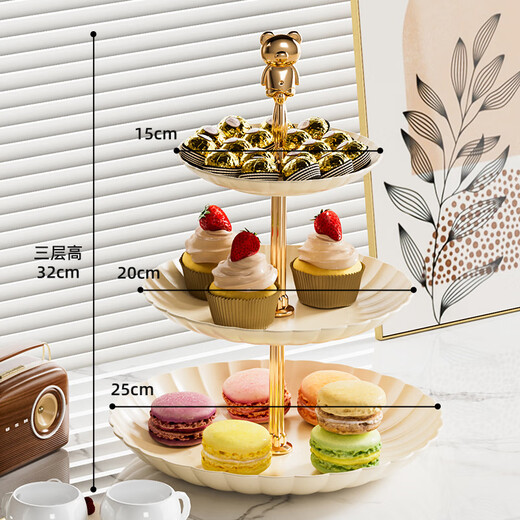 YIJUKE 3-layer light luxury fruit tray, living room coffee table, snack tray, candy tray, dried fruit snack stand, dessert table tray