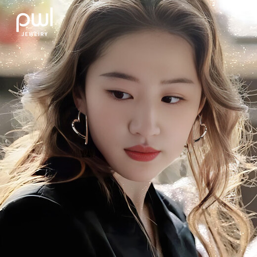 PWL Rose Story Liu Yifei's same love earrings women's plain hoops high-end earrings 2025 new earrings earrings love earrings silver