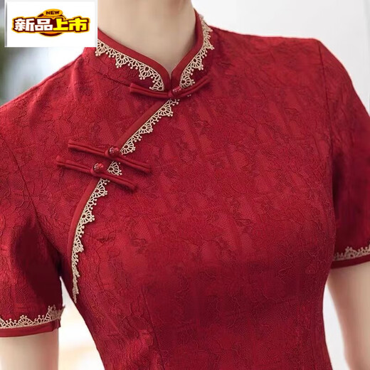 Chujing Red Cheongsam Summer 2025 New Improved Small Young Style Short Style High School Entrance Examination and College Entrance Examination Successful Red Beauty M 90-105