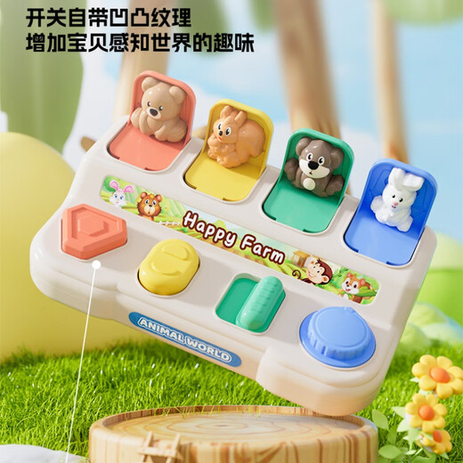 Katio Children's's's Hidden and Seech Mechanical Box Popup Cause et effet Toy Baby Boy and Girl Early Education Toys Animal Hidden and Seek Switch Box [Training Memory]