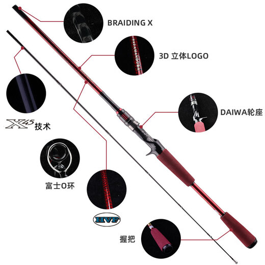 达亿瓦（DAIWA）【新品】22/23款火蜥蜴达瓦路亚竿远投钓竿鱼杆 682m 红色 21款LXS 直柄两节