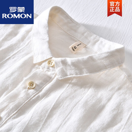 ROMON Chinese style linen lapel short-sleeved T-shirt men with collar linen men's cotton linen T loose shirt collar top msp795 light blue 3XL 185Jin [Jin equals 0.5 kg]