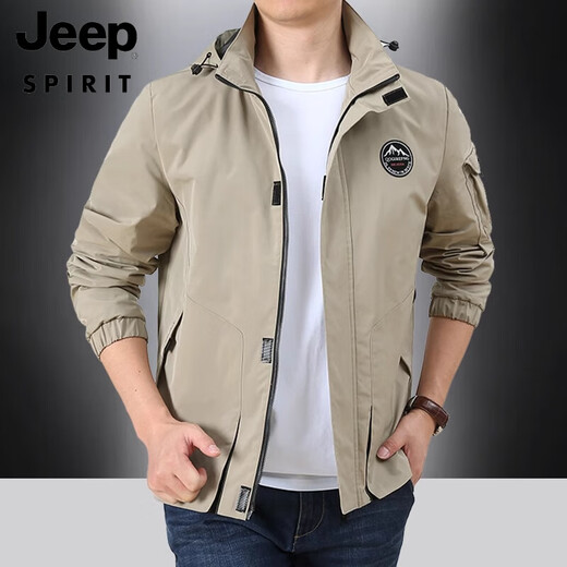 Jeep Spirit Spring y Autumn Casual Chaqueta para hombres al aire libre gran tamaño de color sólido Chaqueta casual suelta de mediana edad y joven ropa de carga con capucha verde militar 1391 2xl