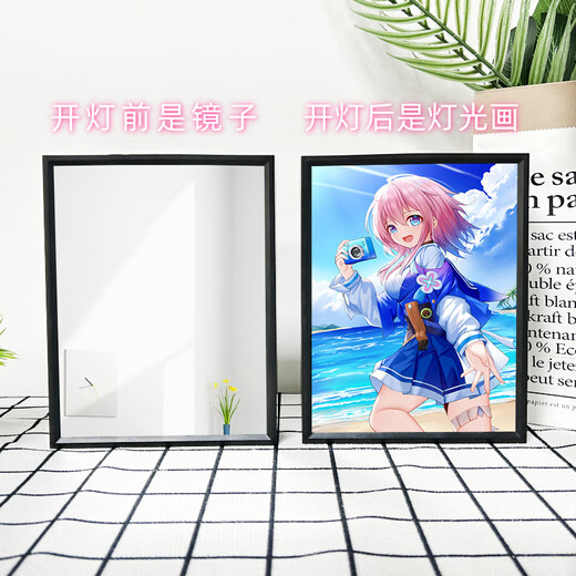 流萤灯光画周边崩坏星穹铁道手办卧室书房照片相框画情侣礼物 15932 三月七6 镜子黑框充电款16.5*21