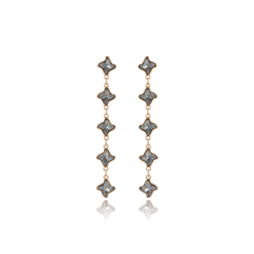 XUPING Xuping Jewelry Imitation Crystal Series Small Pinwheel Tassel Earrings for Girls as Birthday Gifts X000959661 Elegant Gray Black