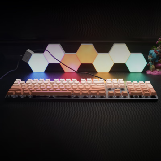 罗技（Logitech）K845机械键盘游戏电竞有线键盘电脑办公键盘个性定制键帽版送男生女友礼物 K845绯红渐变版 茶轴
